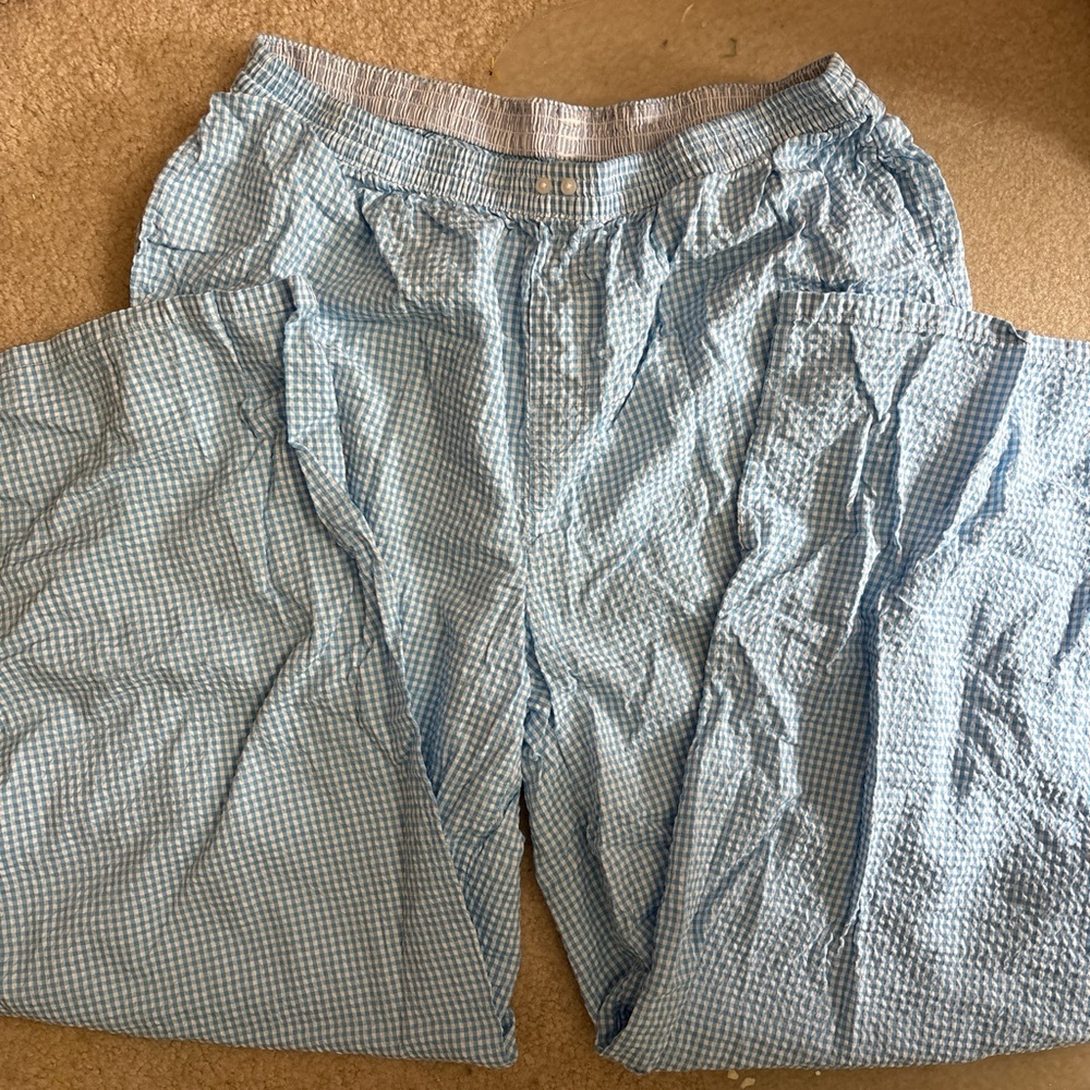 Aerie Light Blue Gingham Shorts